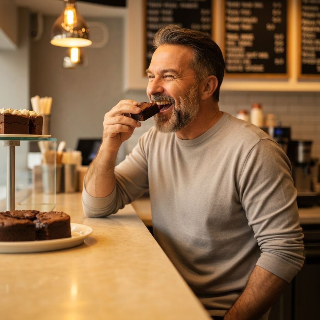 Customer enjoying brownies